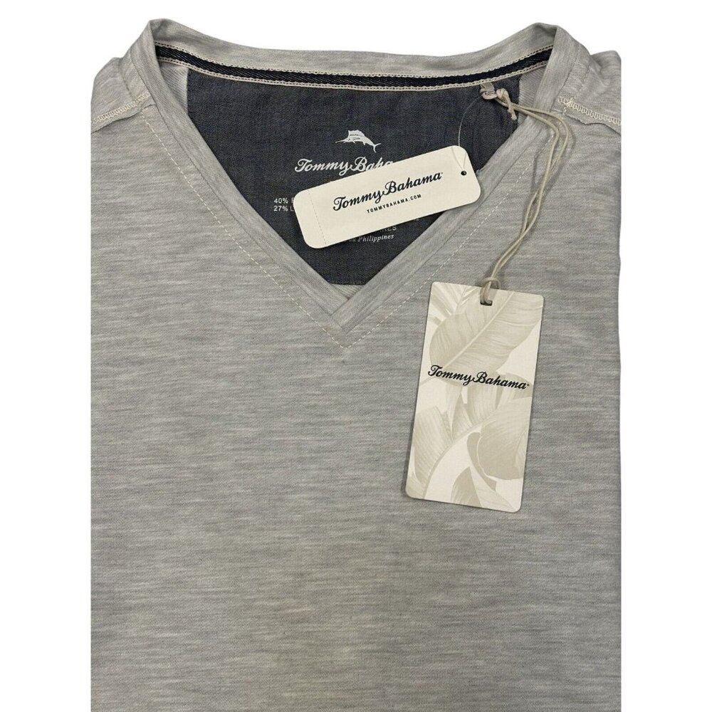 Tommy Bahama Men's XXL Turbulence Grey Coasta Vera V-Neck IslandZone T-Shirt - Picture 3 of 6